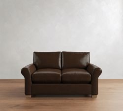 PB Comfort Modern Roll Arm Leather Sofa (67"&ndash;121")