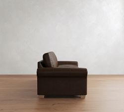 PB Comfort Modern Roll Arm Leather Sofa (67"&ndash;121")
