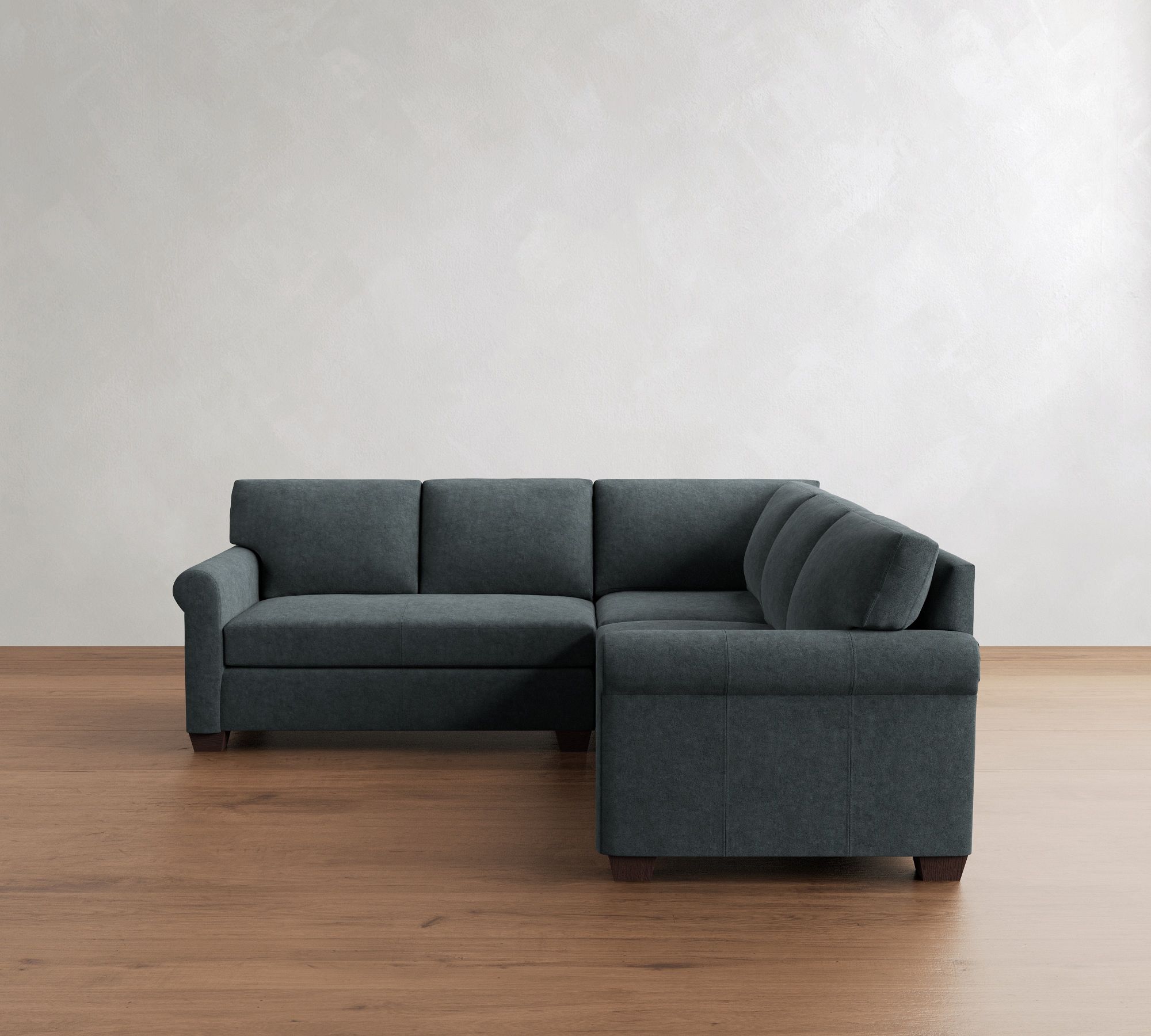 York Roll Arm Leather 3-Piece L-Shaped Sectional (96") - thumbnail 7