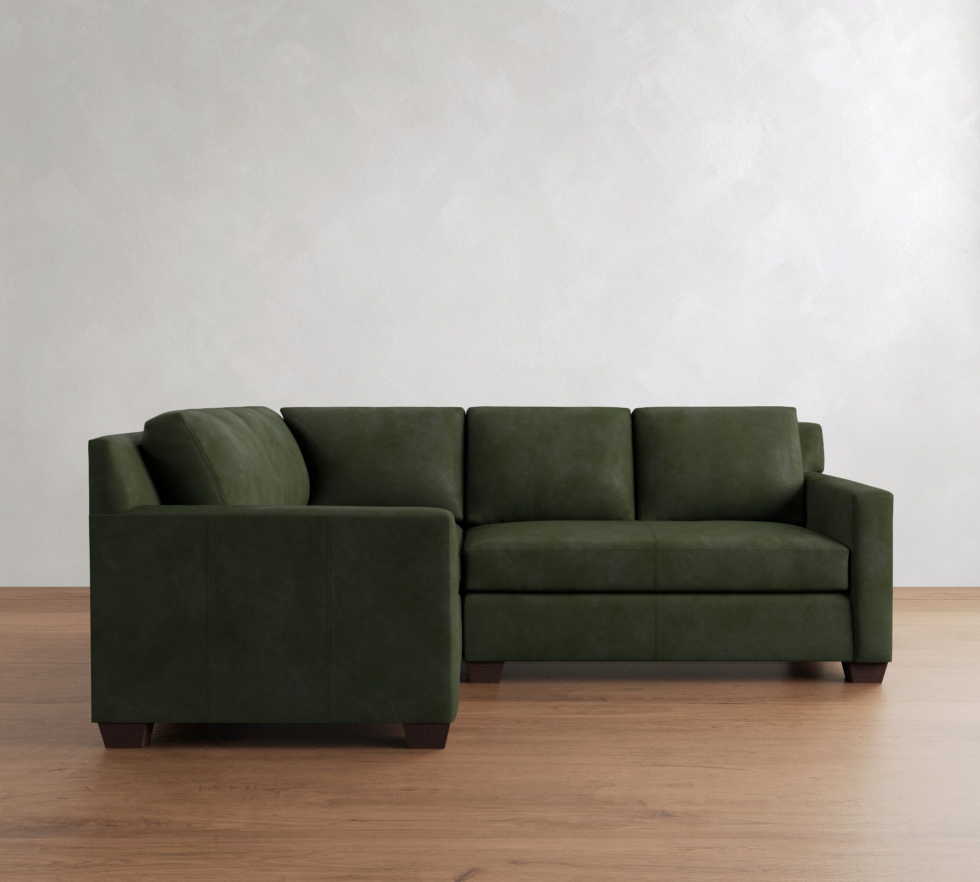 York Square Arm Leather 3-Piece Sectional (94")