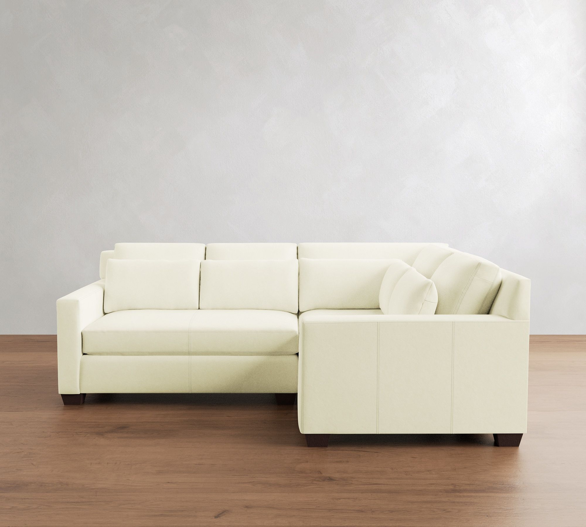 York Square Arm Deep Seat Leather 3-Piece Sectional (100")