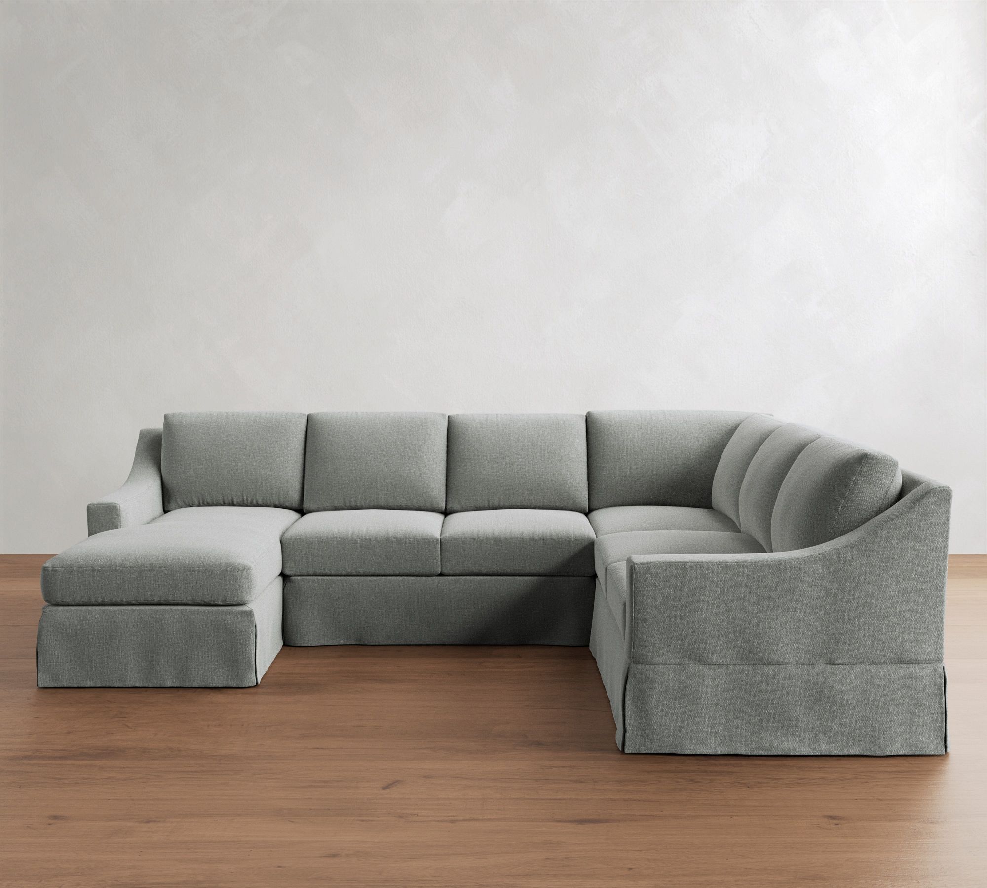 York Slope Arm Slipcovered 4-Piece Chaise Sectional (115")