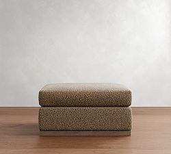 Open Box: Carmel Wide Arm Wood Base Sectional Ottoman - Performance Micro Boucle Mocha