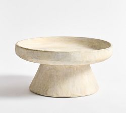 Open Box: Artisan Studio Handcrafted Ceramic Large Pedestal Bowl (5.25"H) - Natural