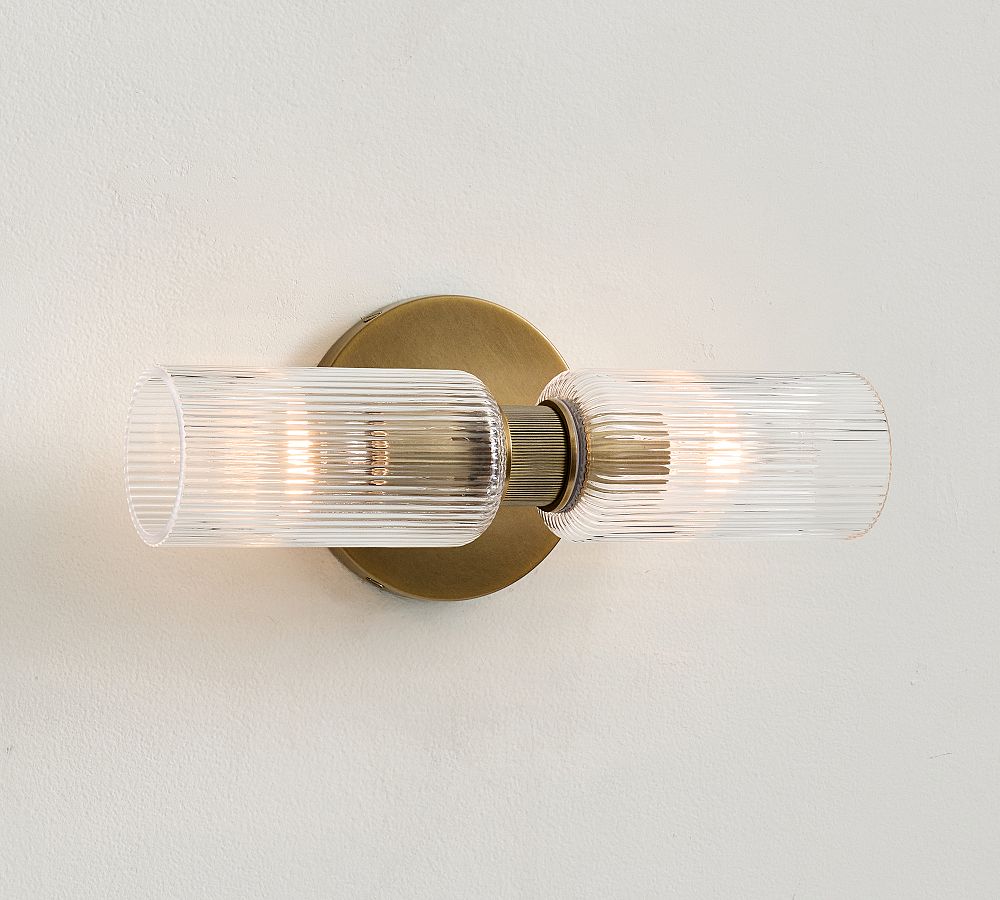 Cooper Ribbed Glass Short Tube Double Sconce (12") by Pottery Barn