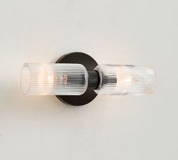 Pottery Barn Cooper Ribbed Glass Double Sconce - Thumbnail 4