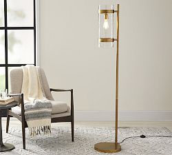 Open Box: Laurel Glass Floor Lamp (62") - Tumbled Brass