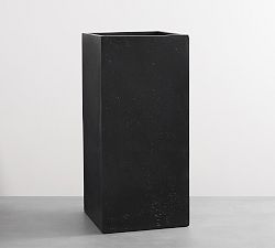 Open Box: Mission Square Handmade Outdoor Planter, Tall (15"D x 32"H) - Black