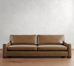 Open Box: Turner Square Arm Grand Sofa without Nailheads (104"W, 44"D), 2X2 - Legacy Taupe, Dark Walnut