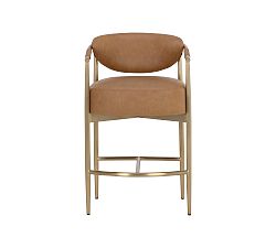 Open Box: Marquette Faux Leather Stool, Counter Height (36") - Cognac