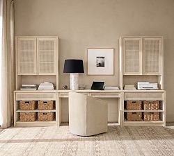 Marina Grand Cane Storage Shelf Console Desk Set (126")