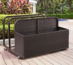 Open Box: Benson Outdoor Wicker Pool Storage Caddy (44"W x 29.5"H) - Brown