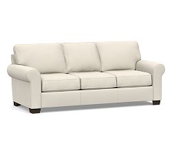 Open Box: Buchanan Roll Arm Leather Grand Sofa (93.5"), Polyester Wrapped Cushions - Signature Chalk
