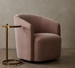 Open Box: Preston Upholstered Swivel Armchair (29"), Polyester Wrapped Cushions - Rustic Chenille Gravender