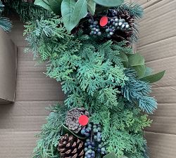 Open Box: Faux Lit Rustic Pine and Berry Wreath (38")