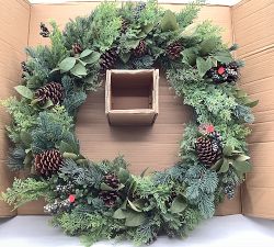 Open Box: Faux Lit Rustic Pine and Berry Wreath (38")