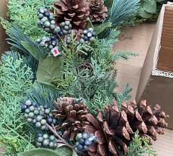 Open Box: Faux Lit Rustic Pine and Berry Wreath (38")
