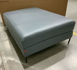 Open Box: Jake Leather Grand Ottoman (52"W, 36"D) - Performance Azure, Bronze