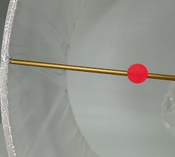 Open Box: Linen Drum Pendant, Large (24"Diam.) - White Linen, Vintage Brass