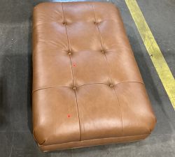 Open Box: Martin Small Leather Ottoman without Nailheads - Vintage Caramel, Walnut