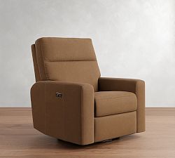 Open Box: Parker Leather Power Swivel Glider Recliner - Aviator Umber
