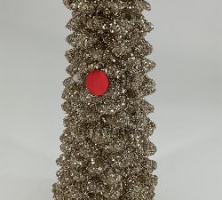 Open Box: Premium Flickering Flameless Tree Candle, Extra Large (13"H) - Gold Glitter