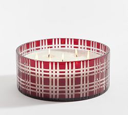 Open Box: Stewart Plaid Candle, XL (9" x 3.75") - Snow Berry