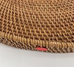 Open Box: Tava Handwoven Rattan Round Serving Tray without Glass Insert (24" Diam) - Natural
