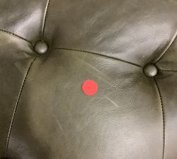 Open Box: Tufted Rectangular Leather Ottoman - Statesville Wolf Gray