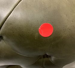 Open Box: Tufted Rectangular Leather Ottoman - Statesville Wolf Gray