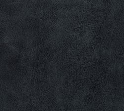 Open Box: Ayden Barrel Leather Swivel Armchair (32") - Keystone Navy