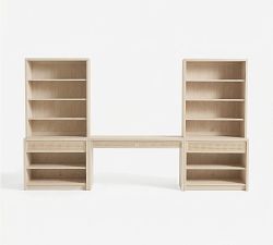 Marina Grand Cane Storage Shelf Console Desk Set (126")