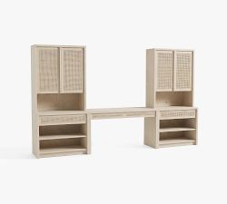 Marina Grand Cane Storage Shelf Console Desk Set (126")
