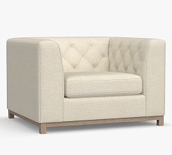 Open Box: Henley Tufted Upholstered Armchair - Performance Chateau Basketweave Oatmeal