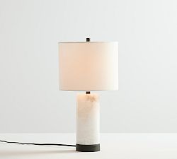 Open Box: Windham Alabaster USB Table Lamp, Small (18.5") - Bronze/Stone