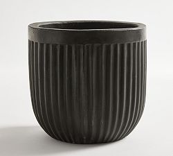 Open Box: Concrete Fluted Planter, Extra Large (20") - Black