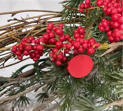 Open Box: Faux Lit Red Berry Avant-Garde Wreath (48") - Red