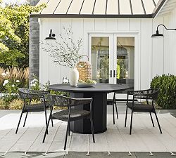 Get the Look: Malibu Metal Grand Round Dining Table + Elmore Dining Armchair Set