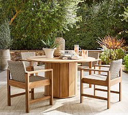 Get The Look: Malibu Teak Round Grand Dining Table + Rope Chair Dining Set