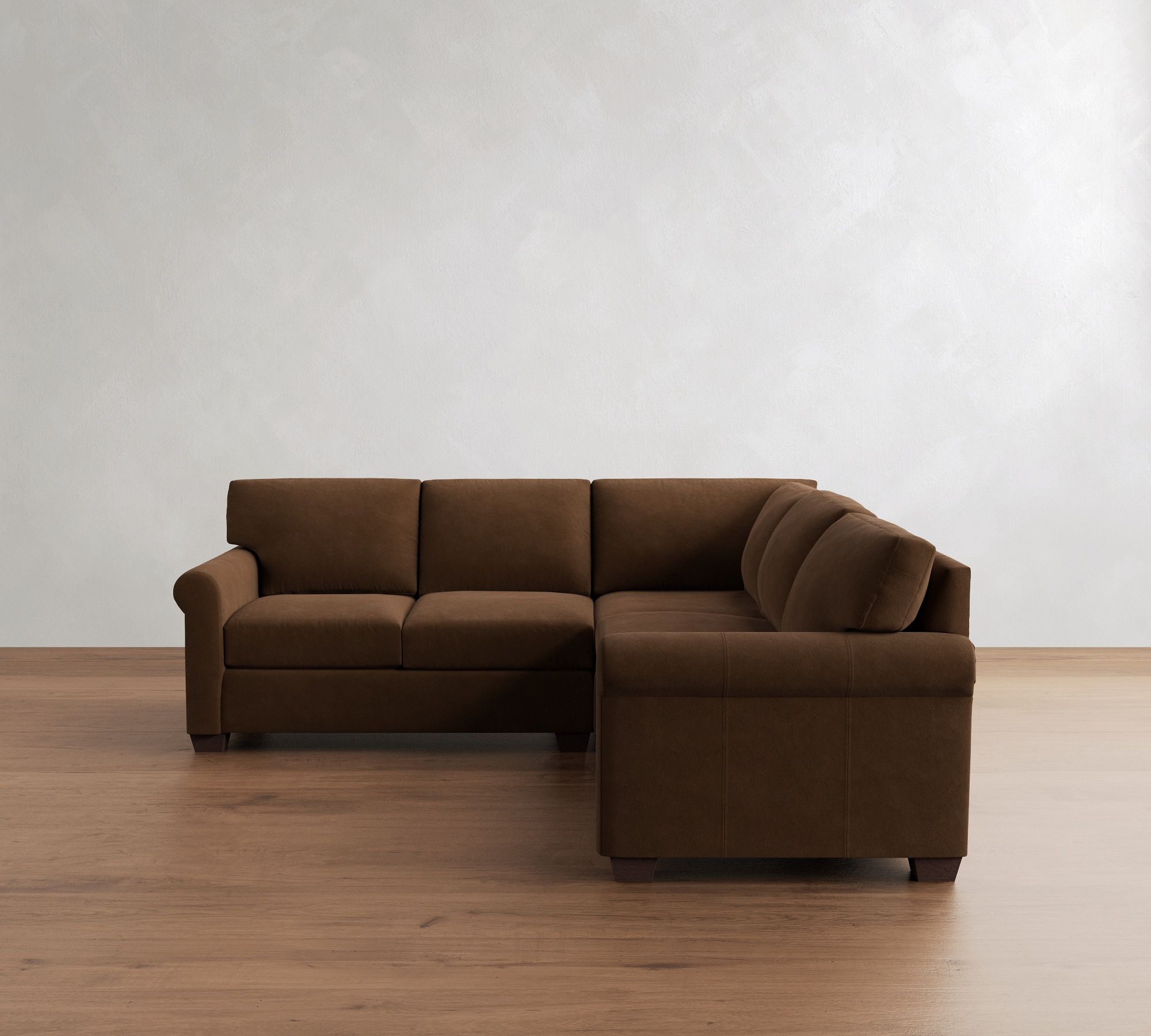 York Roll Arm Leather 3-Piece L-Shaped Sectional (96") - thumbnail 3