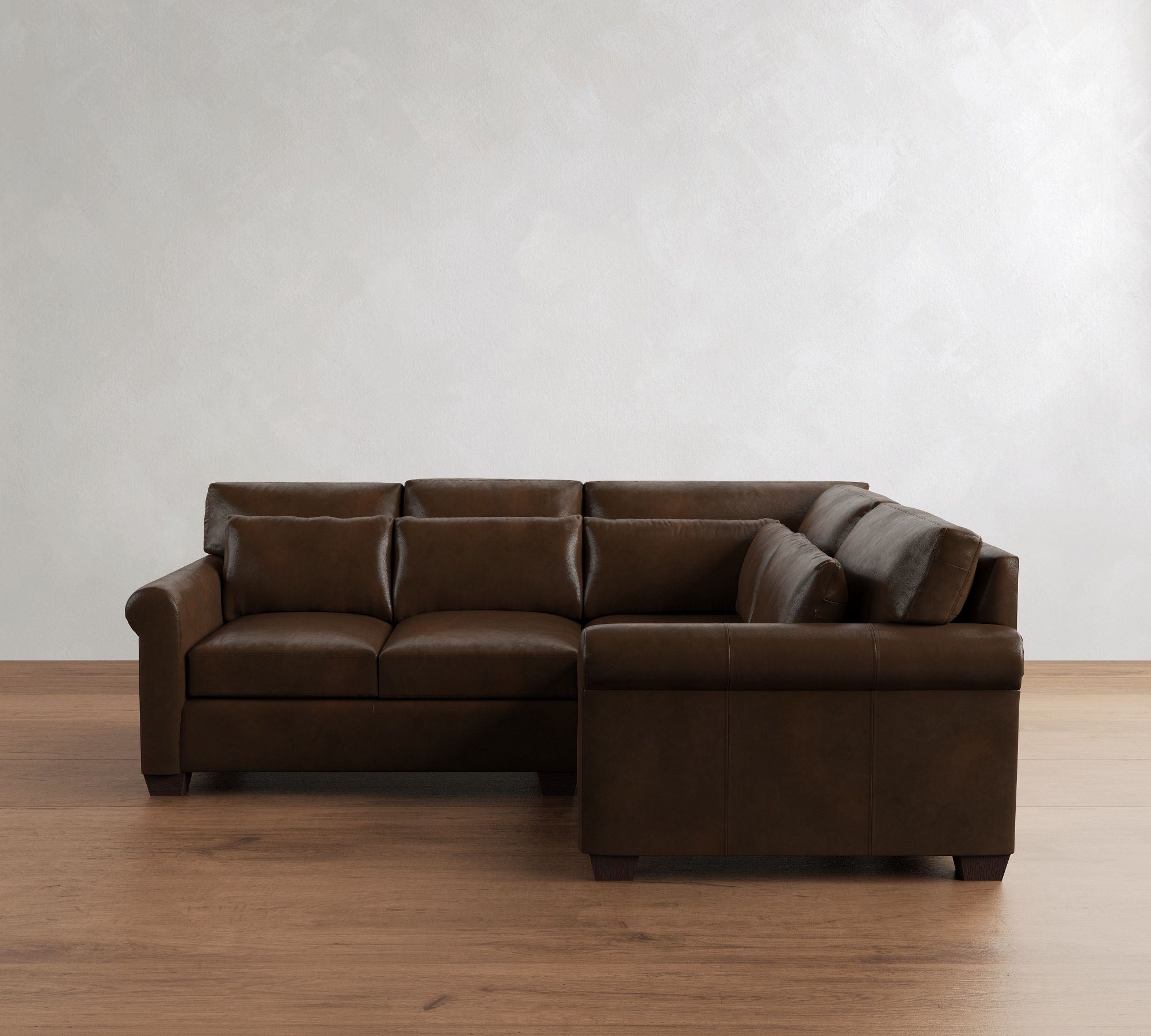 York Roll Arm Deep Seat Leather 3-Piece Sectional (102") - thumbnail 3