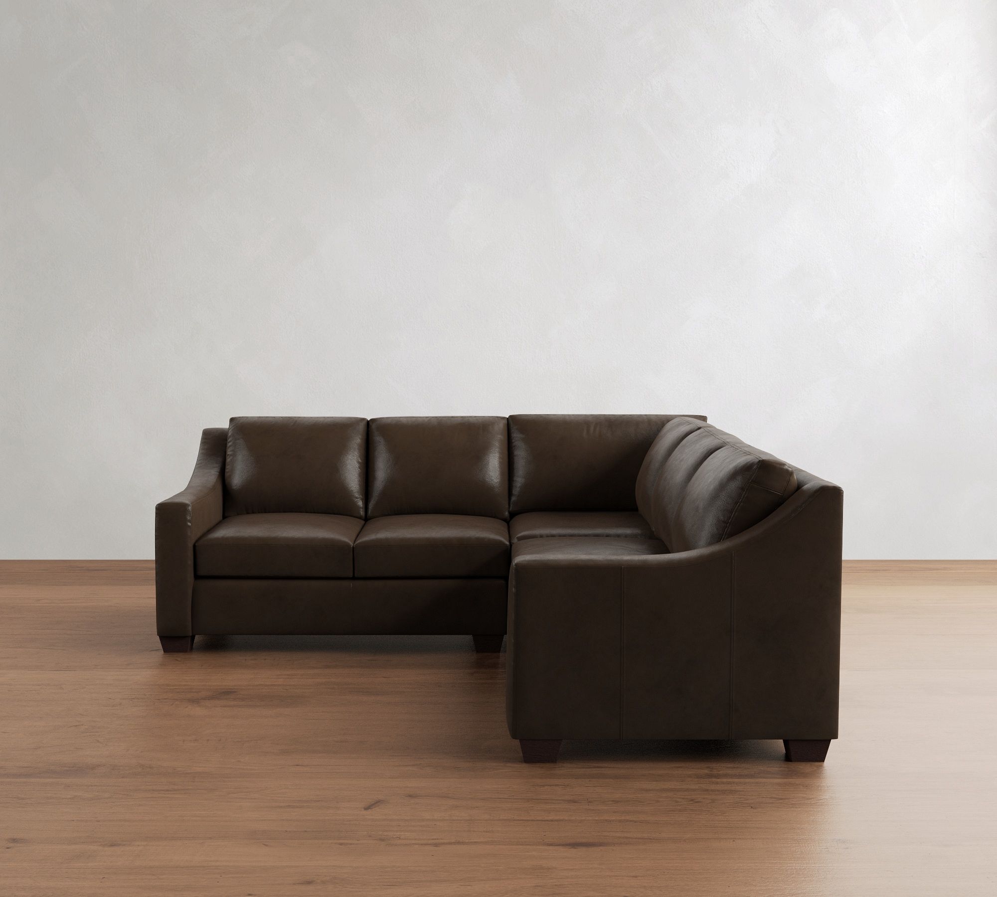 York Slope Arm Leather 3-Piece L-Shaped Sectional (94")