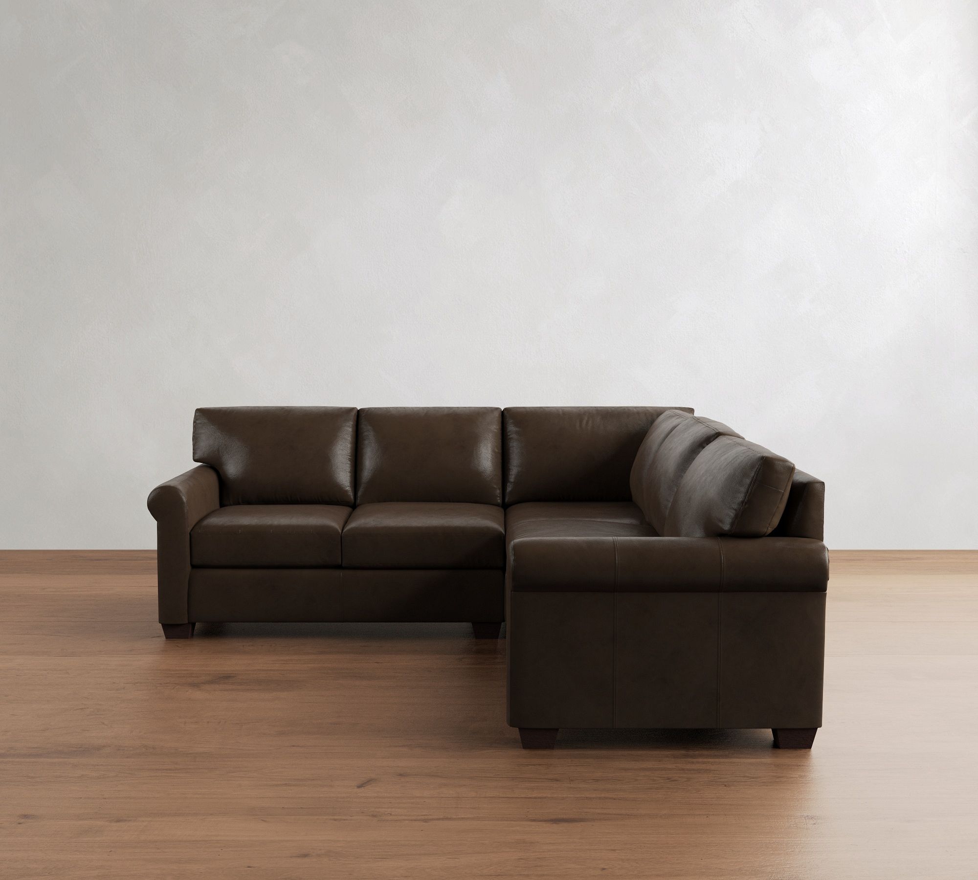 York Roll Arm Leather 3-Piece L-Shaped Sectional (96") - thumbnail 6