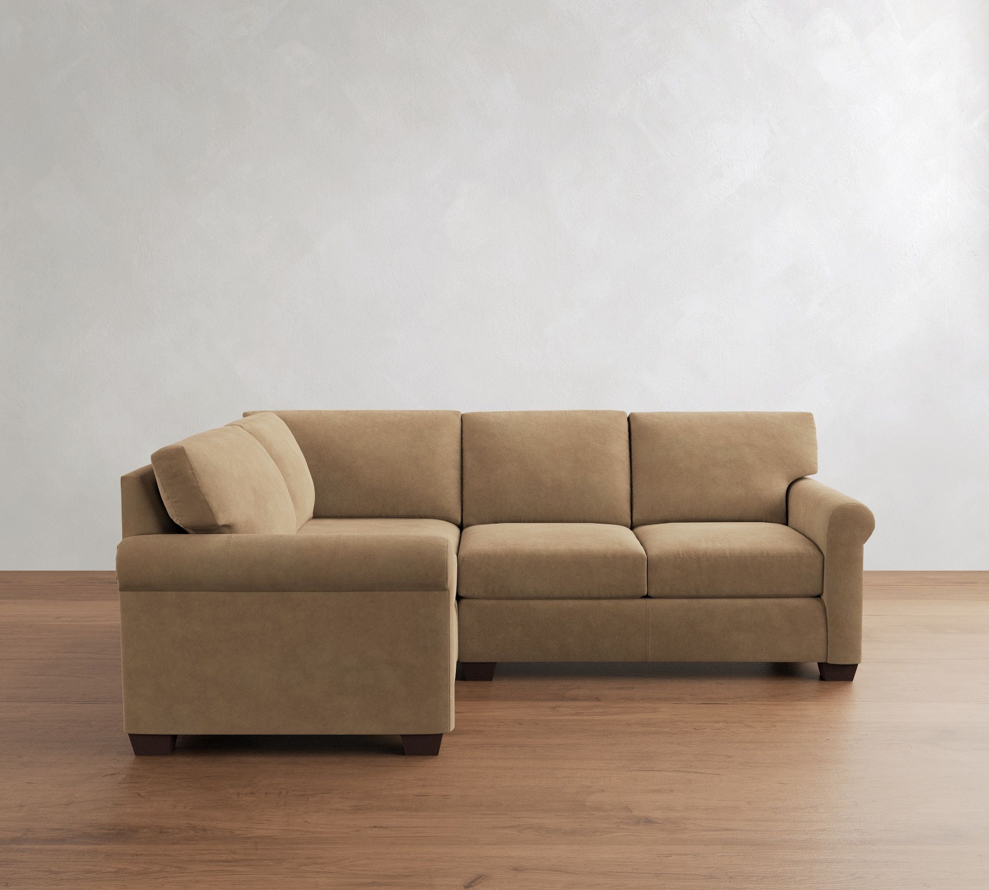 York Roll Arm Leather 3-Piece Sectional (96")