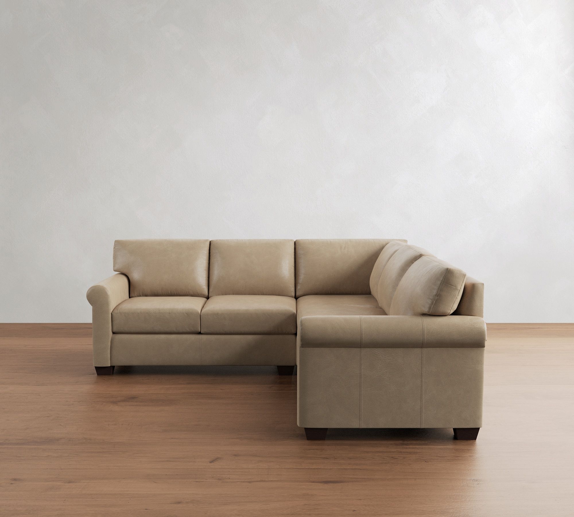York Roll Arm Leather 3-Piece L-Shaped Sectional (96") - thumbnail 5