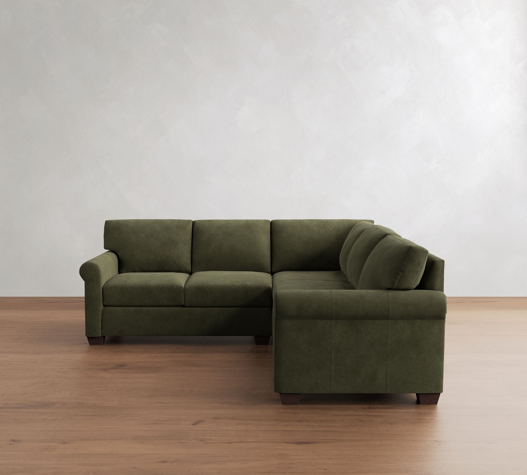 York Roll Arm Leather 3-Piece L-Shaped Sectional (96") - thumbnail 9