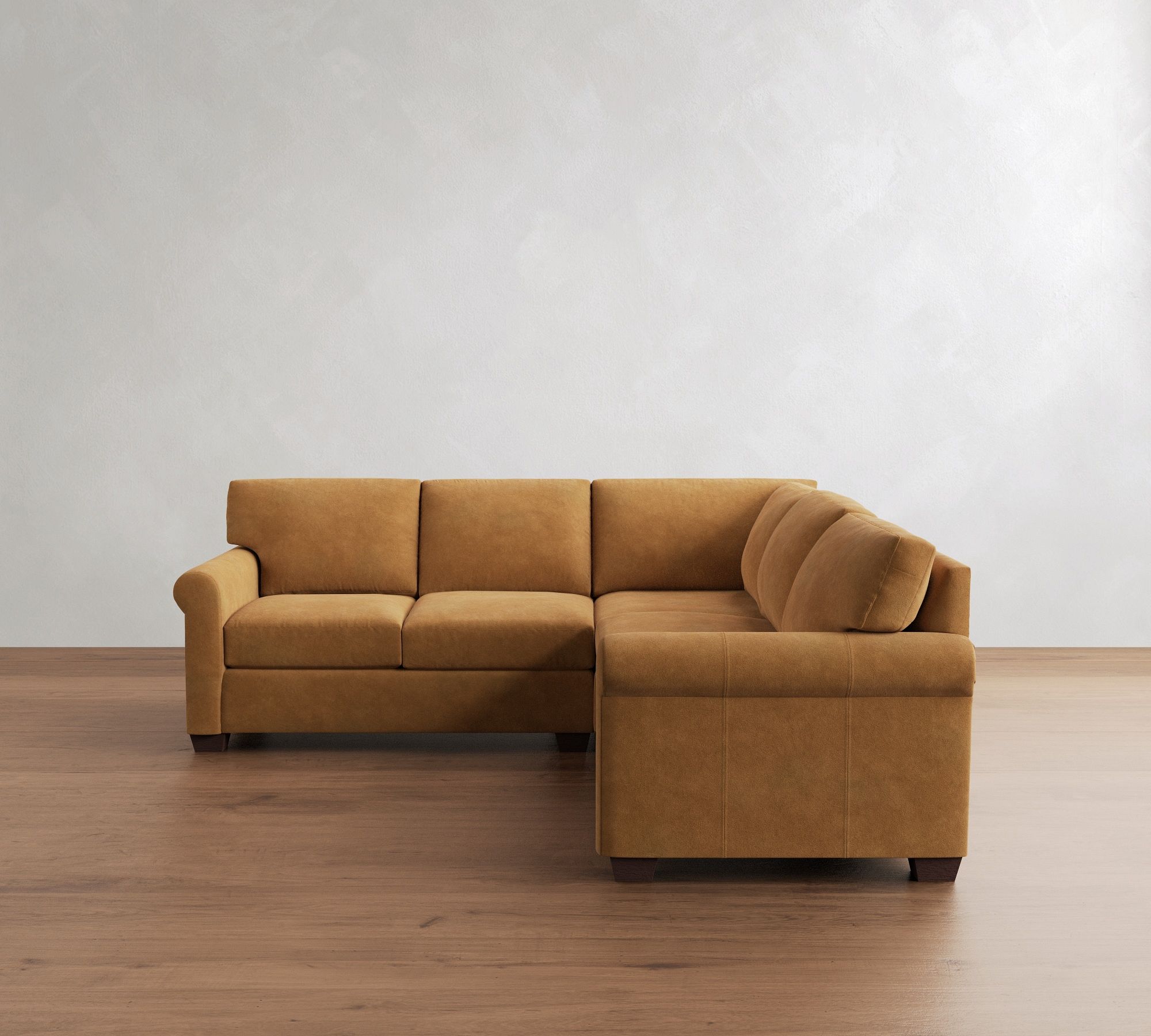 York Roll Arm Leather 3-Piece L-Shaped Sectional (96") - thumbnail 4