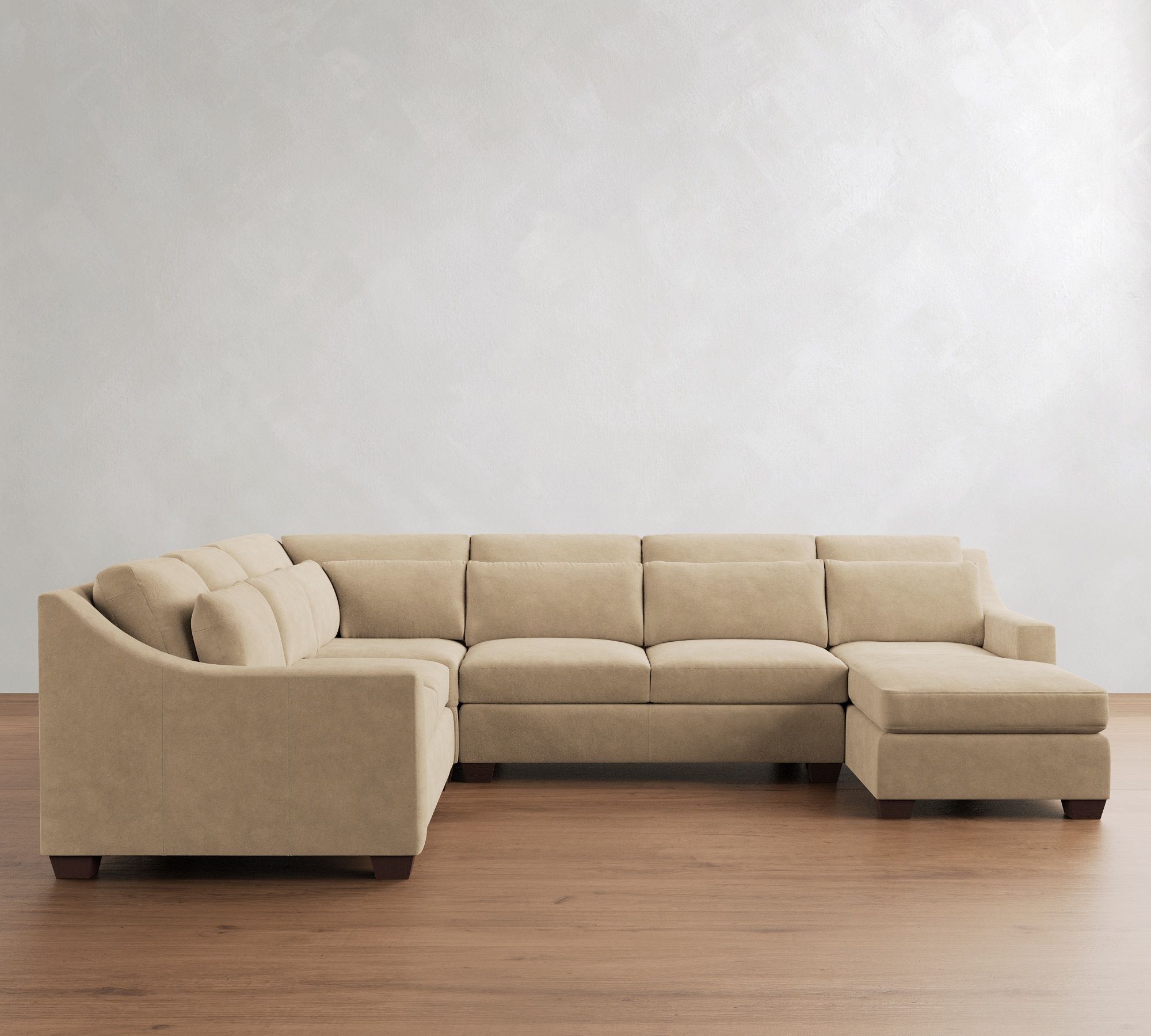 York Slope Arm Deep Seat Leather 4-Piece Chaise Sectional (125")
