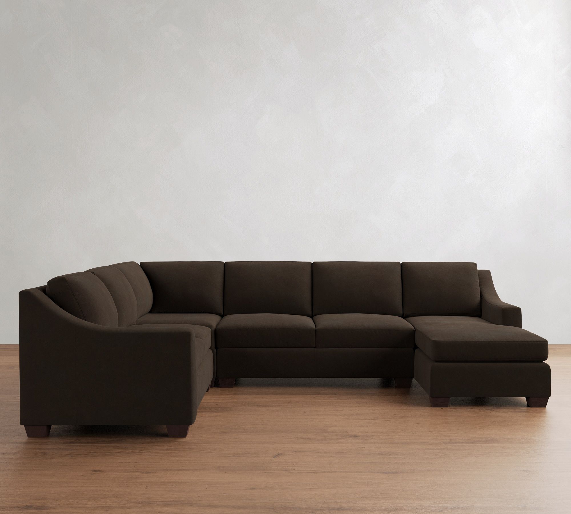 York Slope Arm Leather 4-Piece Chaise Sectional (119")
