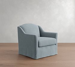 Open Box: Belen Slipcovered Swivel Armchair - Performance Rustic Linen Chambray